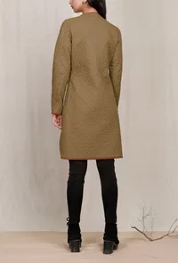 Caramel Brown Plain Cotton  Quillted Reversible Jacket image 4