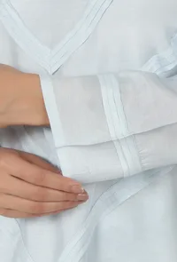 Women Sky Blue Cotton Kurta image 6