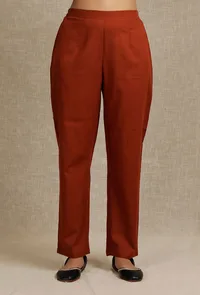 Solid Rust Straight Fit Narrow Pants image 1