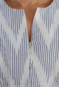 Blue Ikat Cotton Crop Blouse image 4