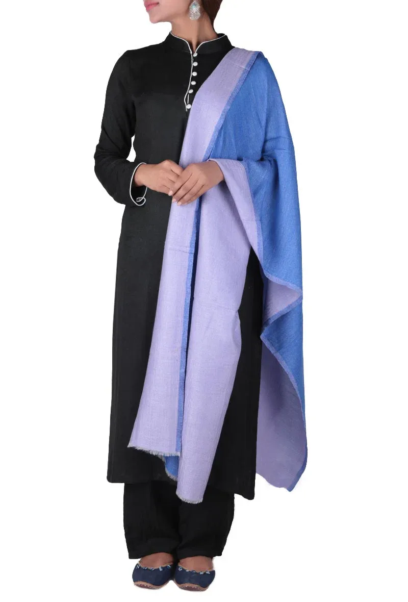 Blue & light blue reversible stole