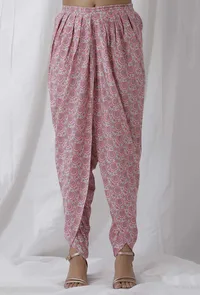 Pink Floral Handblock Cotton Dhoti image 2