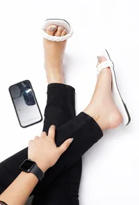 Daisy White Braided Cruelty Free Leather Flats image 2