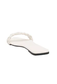 Daisy White Braided Cruelty Free Leather Flats image 6