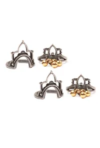 Set of 4: Floret Motif Silver Brass Toering image 2