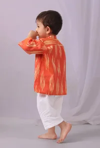 Sunset Orange Ikat Kurta image 2