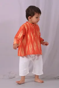 Sunset Orange Ikat Kurta image 3