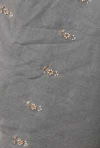 Grey Zardozi Embroidered 64 Count Semi Pashmina Shawl image 2