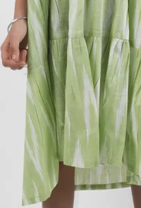 Green Ikat Tier Cotton Dress image 6