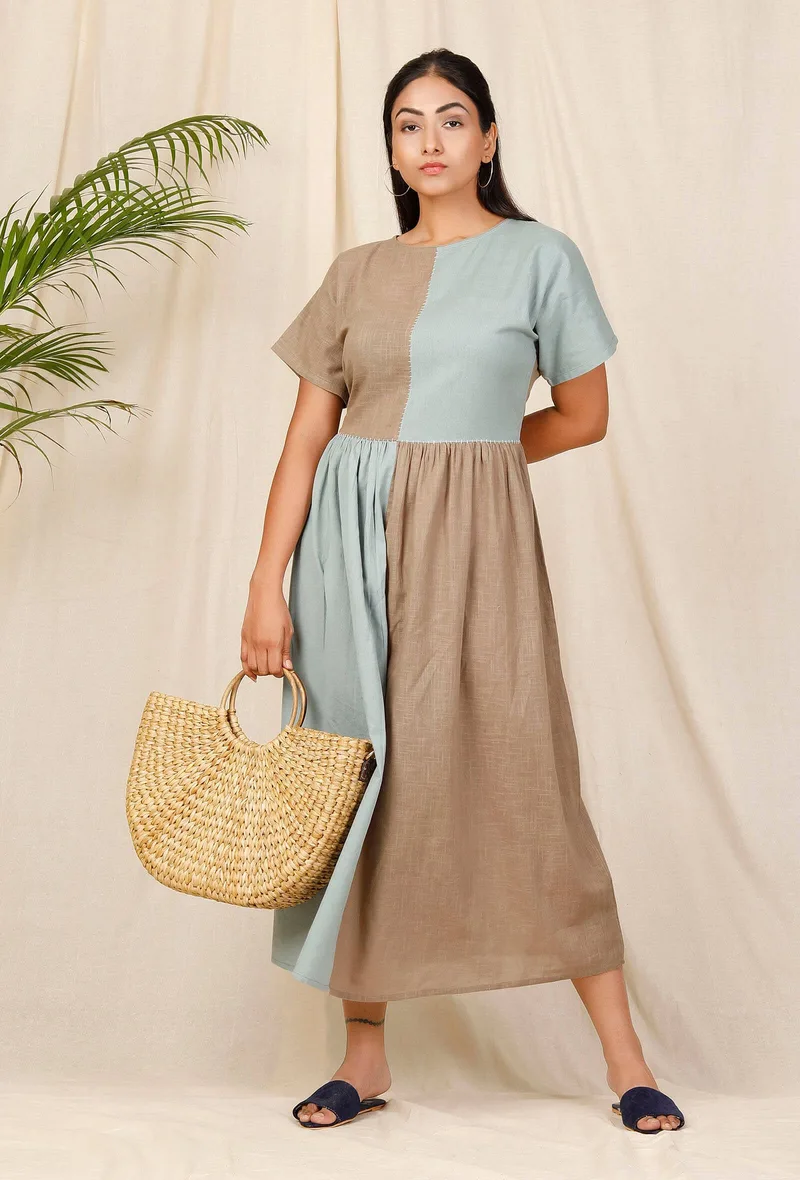 Bhuri Asmani Block Hand- Embroidered Dress