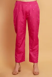 Set of 2:  Pink  A-line Woven Kurta with Pink Woven Straight Pants image 5