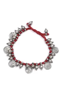 Scarlet Maroon with Silver Beads Necklace image 2