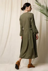 Mehendi Pleated Cotton Slub Dress image 4