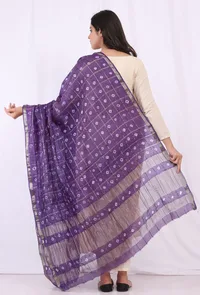 Jamani Handloom Ikkat Silk Handloom Dupatta image 3