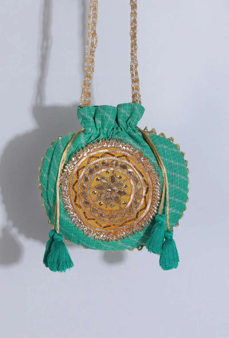 Fresh Light Green Gotapatti Potli