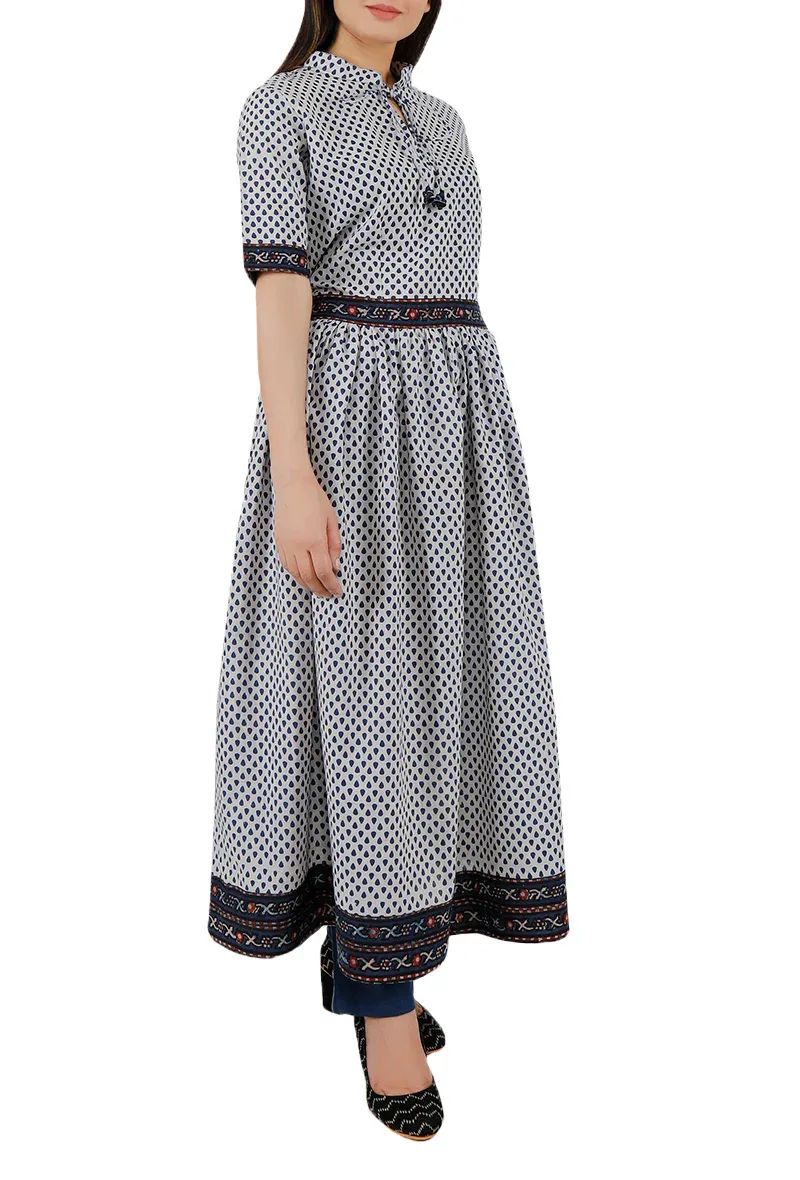 Black-Blue Pure Cotton Ajrakh Anarkali