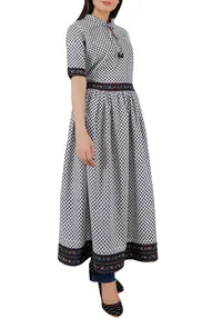 Black-Blue Pure Cotton Ajrakh Anarkali image 1