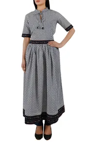 Black-Blue Pure Cotton Ajrakh Anarkali image 2