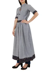 Black-Blue Pure Cotton Ajrakh Anarkali image 3