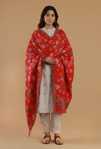 Kashmiri Red Chinar Kani Woollen Shawl image 2