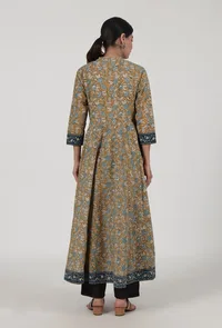 Ajrakh Printed Brown Cotton Anarkali image 4