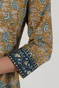 Ajrakh Printed Brown Cotton Anarkali image 6