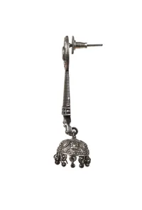 White Kundan Long Spiral Oxidized Jhumkis image 3