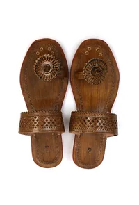 Madhuban Floral Toe-Ring Cruelty-Free Genuine Leather Kolhapuri image 2