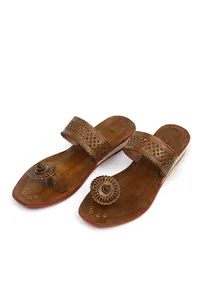 Madhuban Floral Toe-Ring Cruelty-Free Genuine Leather Kolhapuri image 3