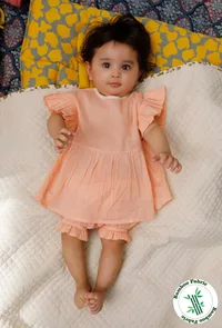 Peachy Peach Bamboo Fabric Top And Shorts image 1