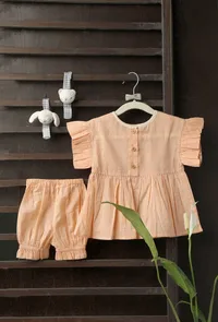 Peachy Peach Bamboo Fabric Top And Shorts image 3