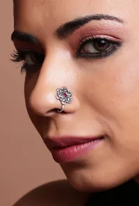 Flowered hand design nosepin image 2