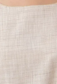 Beige Round Neck Cotton Khadi A Line Kurta image 5