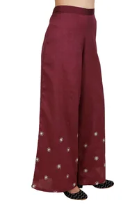 Plum Aari Zari Dupion Silk Palazzo image 2