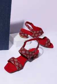 Blooms in Harmony Red Ajrakh Heels image 1