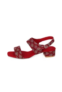 Blooms in Harmony Red Ajrakh Heels image 3