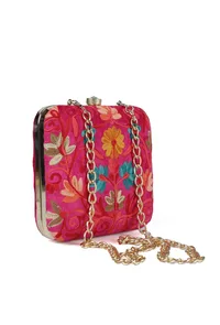Pink velvety box clutch image 4