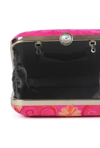 Pink velvety box clutch image 5