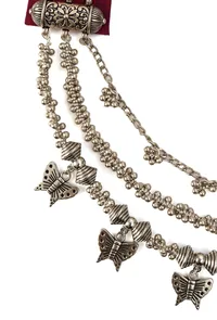 Pink Fabric Butterfly Charm 3-Layer Necklace image 3