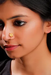 Flower Shaped Gold Brass Nosepin image 1