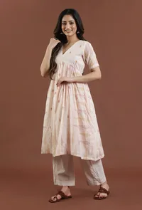 Hand Block Printed Cotton Anarkali Style Kurta image 1