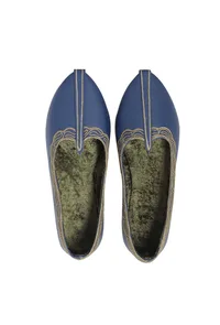 Blue Zari Aari Embroidered Juttis image 1