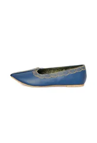 Blue Zari Aari Embroidered Juttis image 5