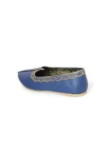 Blue Zari Aari Embroidered Juttis image 6