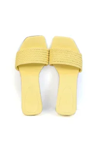 Lemon Yellow Braided Cruelty Free Leather Heels image 3