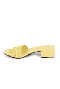 Lemon Yellow Braided Cruelty Free Leather Heels image 5