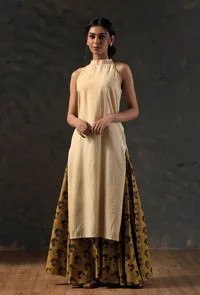 Halter Neck Beige Kurta image 1