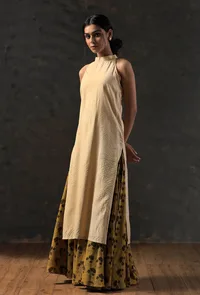 Halter Neck Beige Kurta image 3