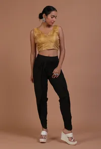 Golden Color Raw Silk Plain Blouse image 2