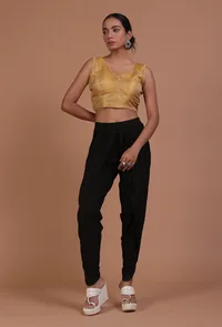 Golden Color Raw Silk Plain Blouse image 3